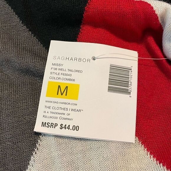 NWT Sag Harbor Womens Argyle Collard Button Down Cardigan Sweater Size M - Picture 6 of 6